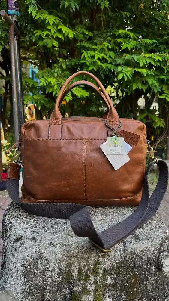 Tas fossil leather bag office original