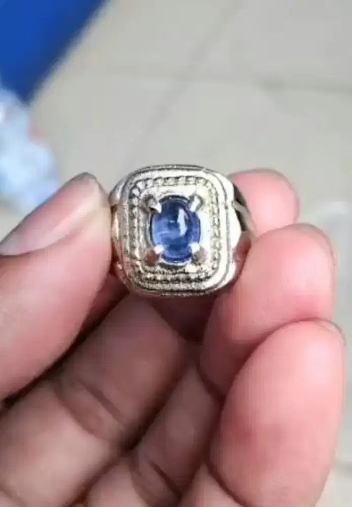 Batu cincin permata asli blue safir seylon srilanka kantoran