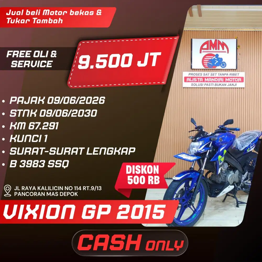 VIXION GP, 2015, CASH ONLY, KREDIVO, CC