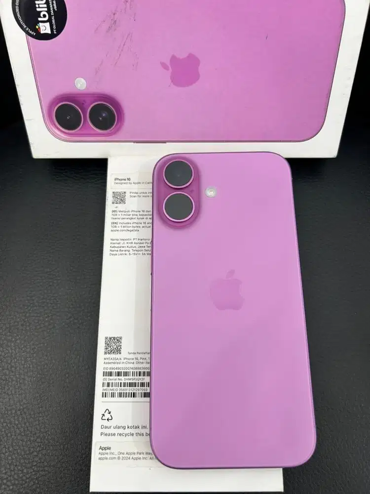 Iphone 16 , Pink , 128GB IBox