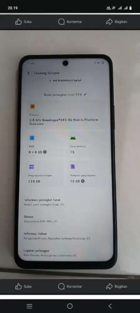 vivo y29  no kendala ram 8+8