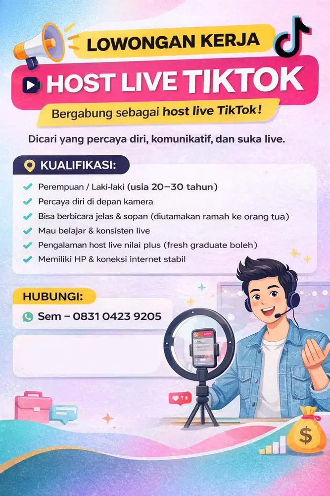 Host Live Tiktok Dicari!!! Gaji+Komisi+Bonus