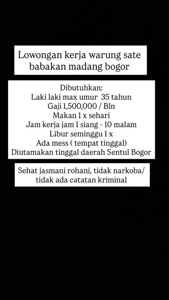 Lowongan kerja jaga warung sate