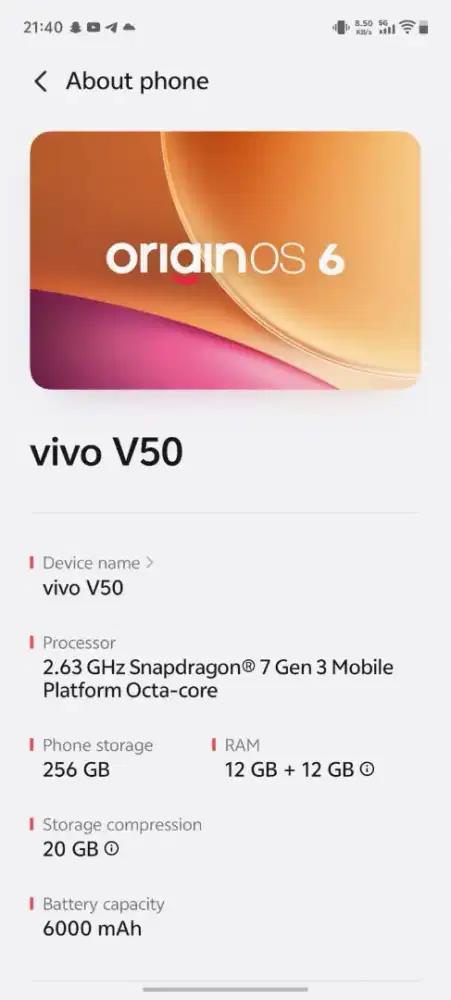 HANDPHONE VIVO V50