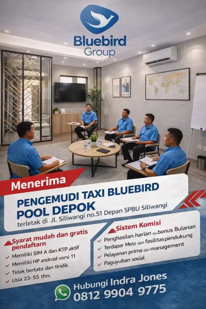 Lowongan kerja pengemudi Taxi Bluebird Pool Depok