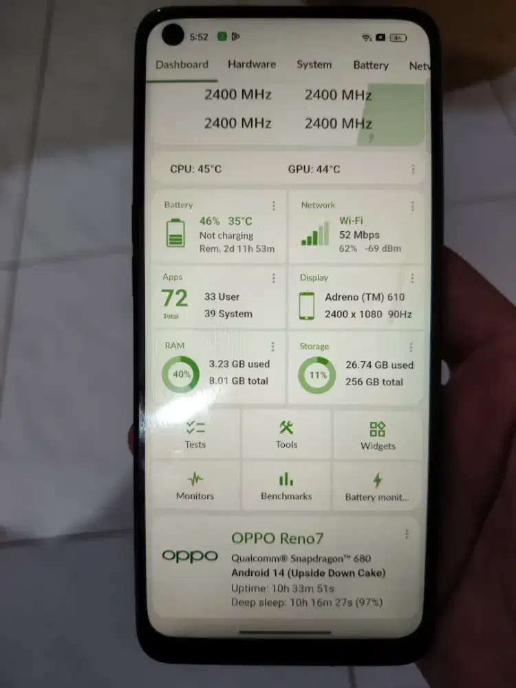 Oppo Reno 7 8+8 internal 256