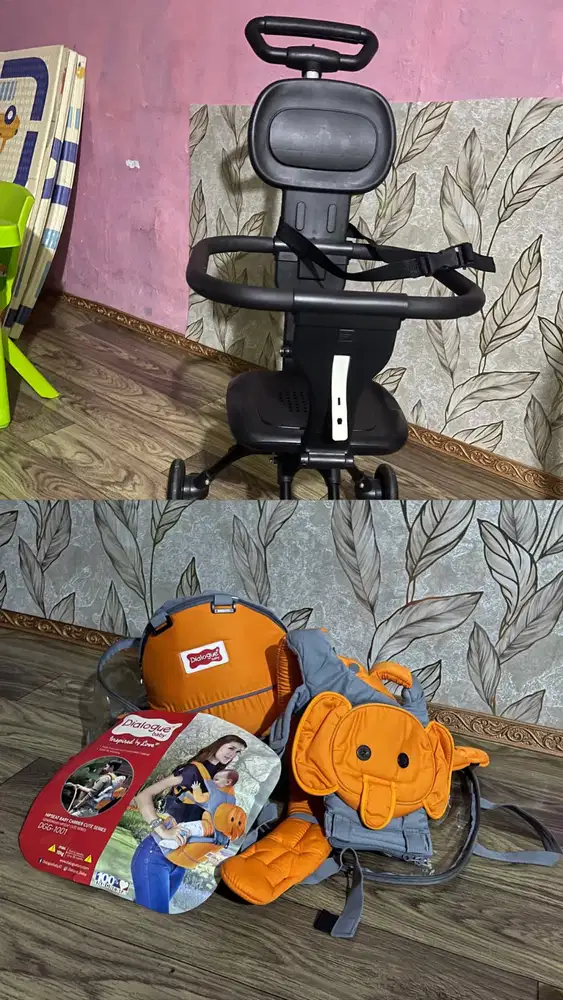 Dijual Gendongan Dialogue Hipseat Elephant & Stroller V-Babycare Bekas