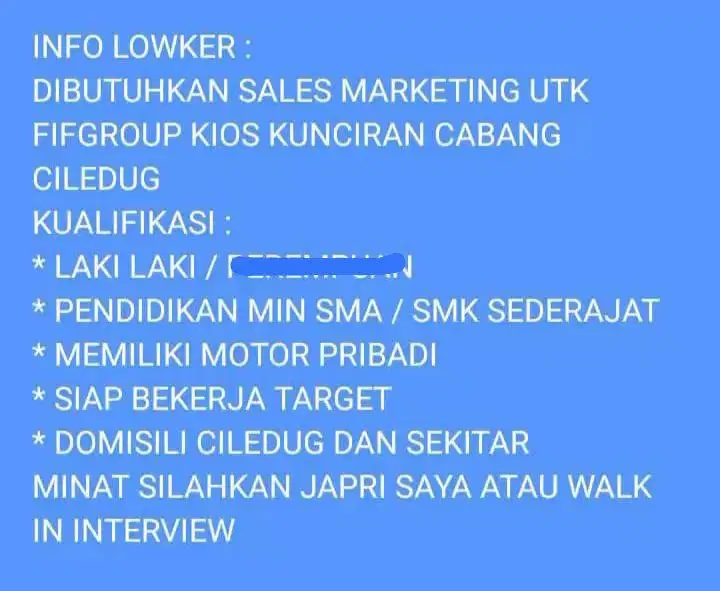 LOKER SALES MARKETING