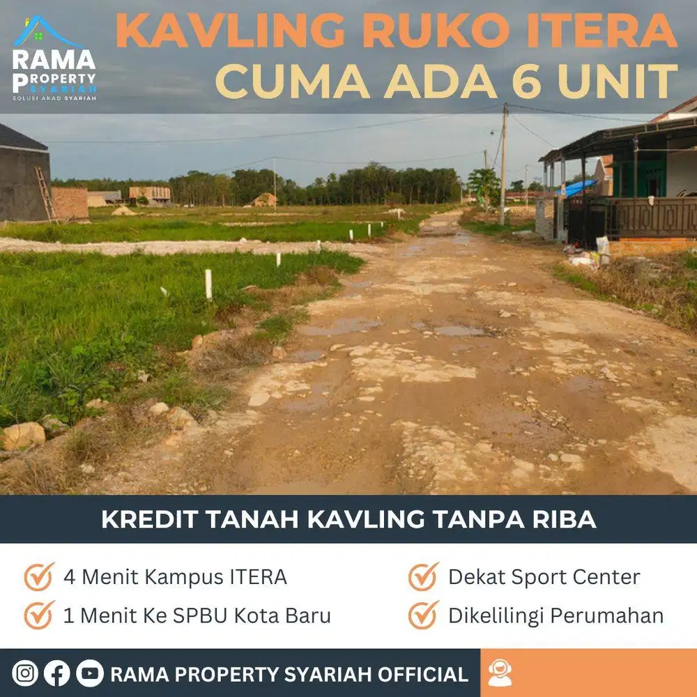 DEKAT PINTU TOL DI DEPAN INDOMARET! TANAH KAVLING RUKO ITERA KORPRI