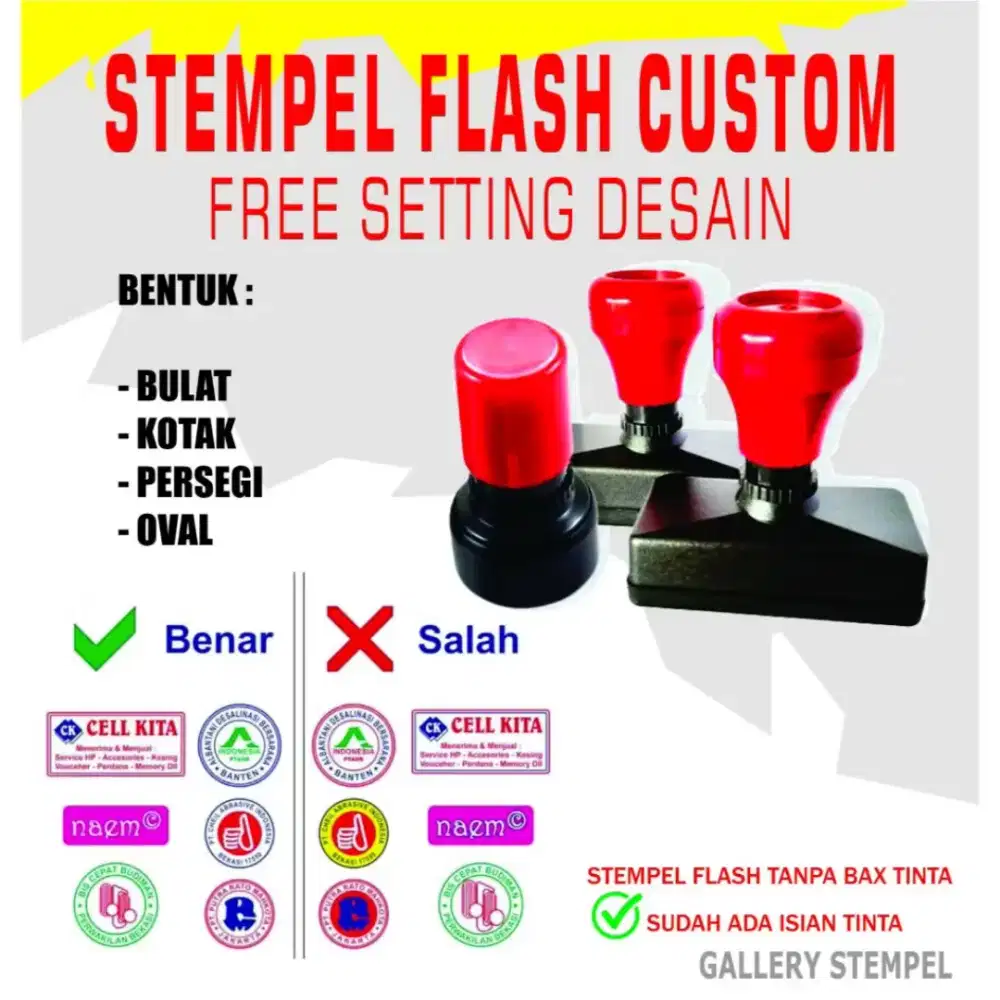 Stempel flash custom / Stempel otomatis free desain (30 menit jadi)