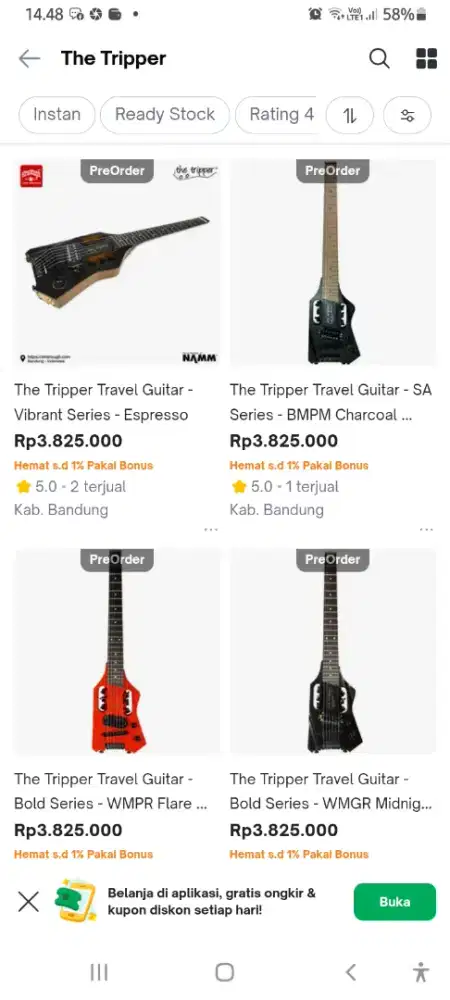 GITAR TRAVELING HEADLESS ORIGINAL ANTIK