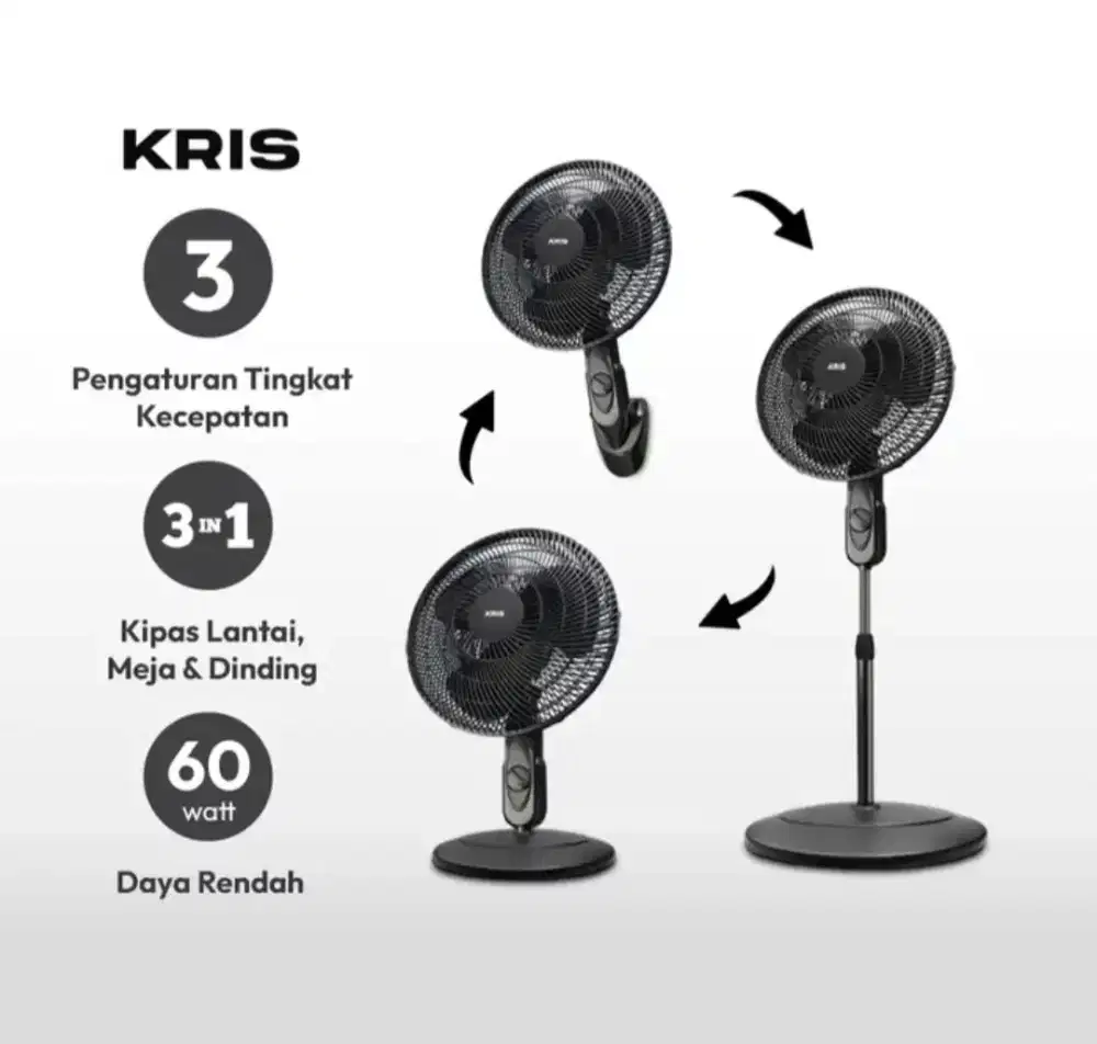 Dijual cepat & murah kipas angin 3 in 1 merk KRIS