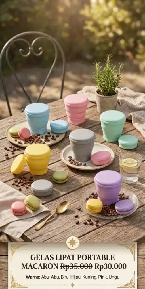 Gelas Lipat Portable Silikon Travel Foldable Cup Multifungsi Maccaron