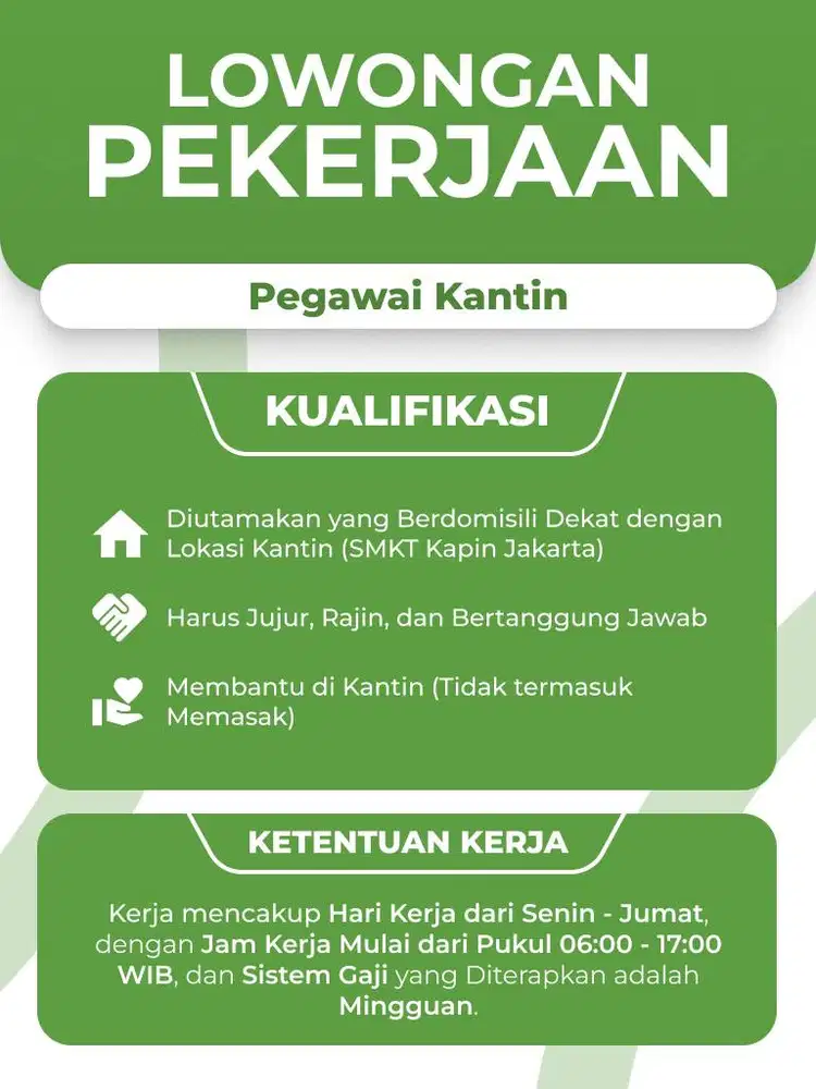 Lowongan Pegawai Kantin