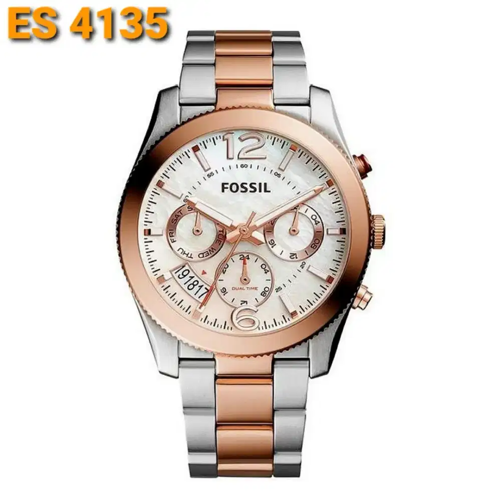 Jam Tangan Wanita Fossil ES4135 Dual Time Unisex 40mm