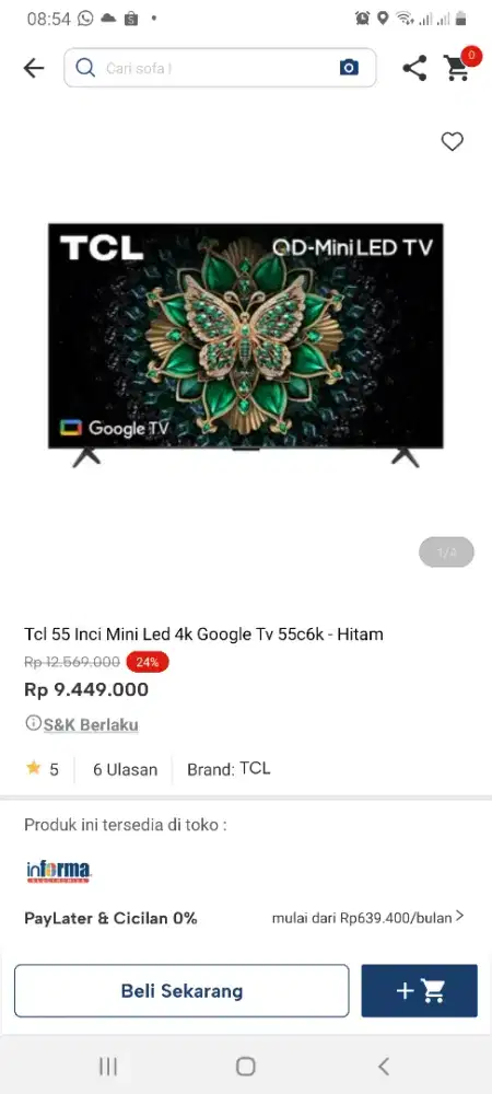 Tcl 55inch miniled google tv