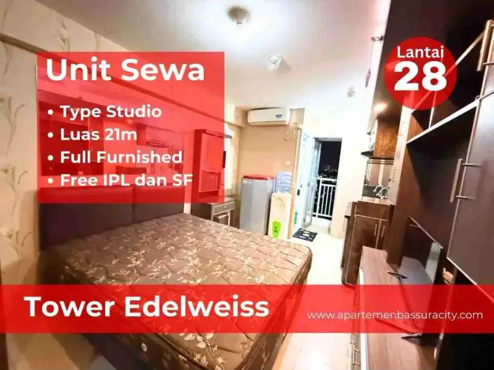 Sewa studio furnished apartemen Bassura City tower Edelweiss