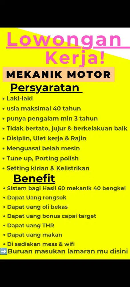 Loker mekanik sepeda motor