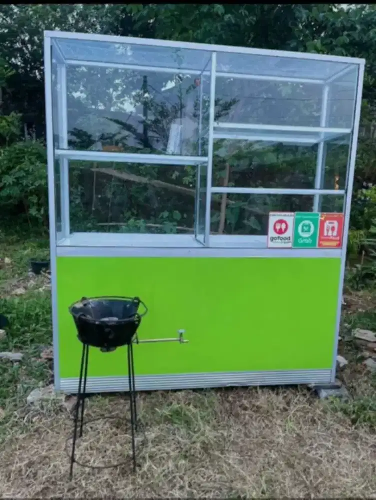 Etalase gerobak jualan+kompor