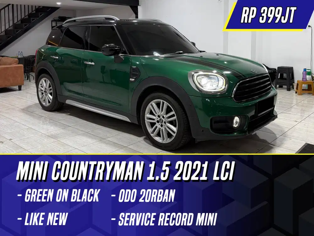 Mini Countryman 1.5 2021 NIK 2020 LCI Green on Black Hijau Cooper