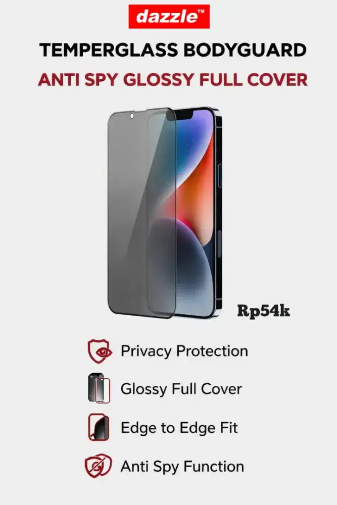 Temperglass Bodyguard Anti Spy Glossy Full Cover