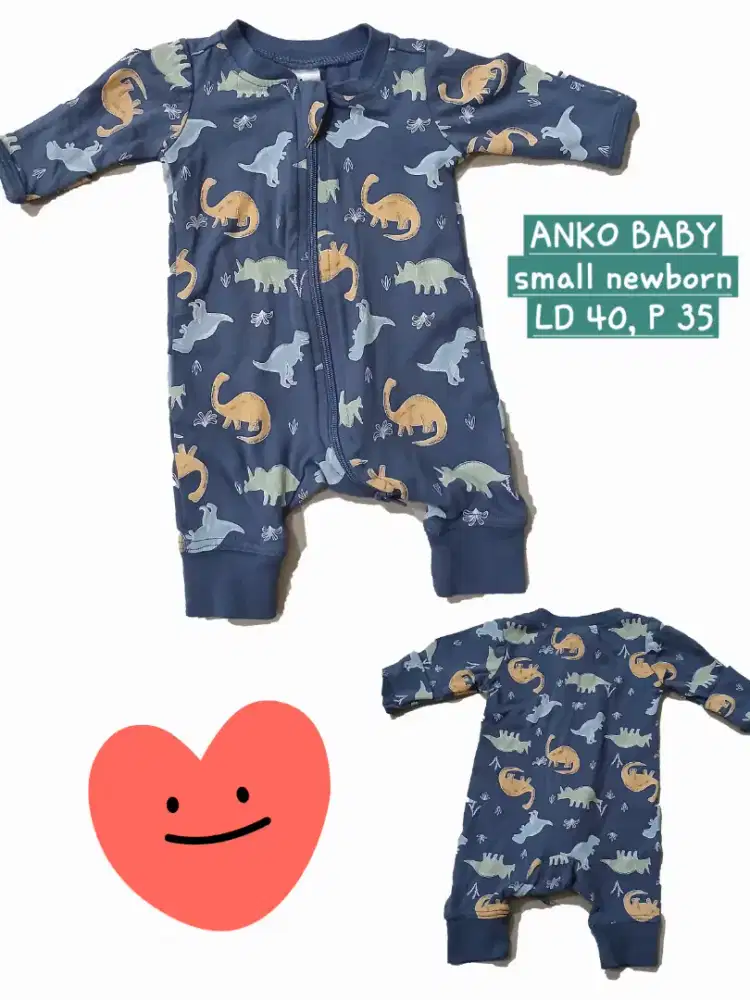 Romper bayi Set terusan bayi laki2 Dino Romper small newborn, preloved