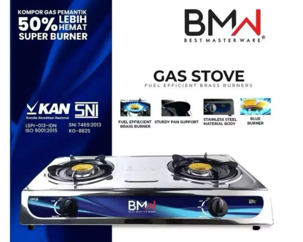 Kompor Gas 2Tungku BMW Stainless