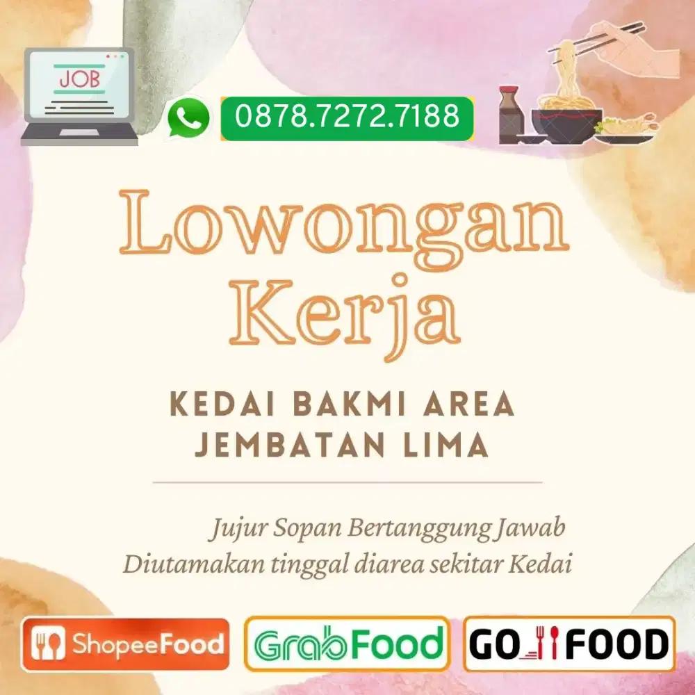 Lowongan Kerja Kedai Bakmi Area Tambora Jakbar