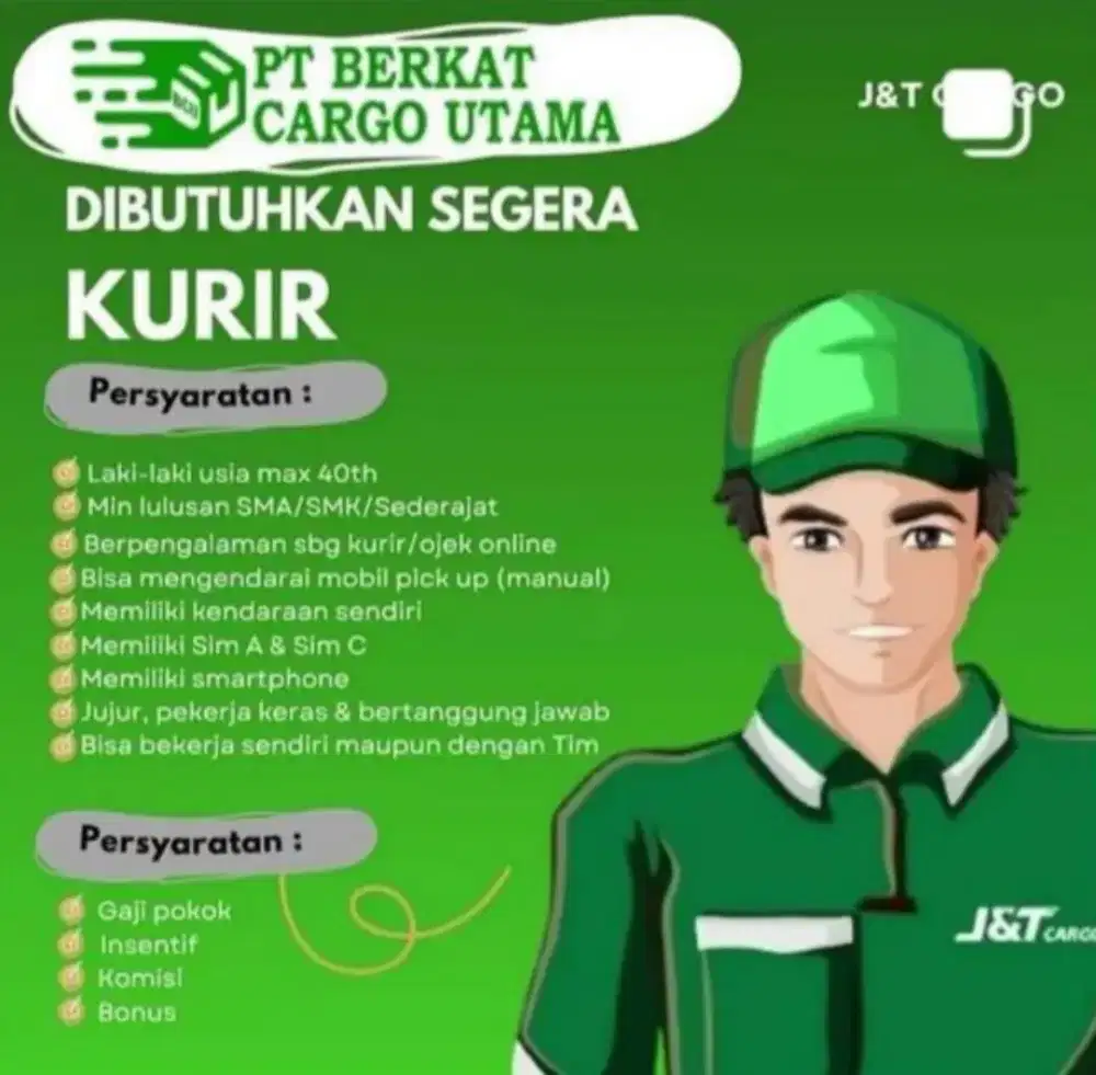 Dibutuhkan secepatnya kurir