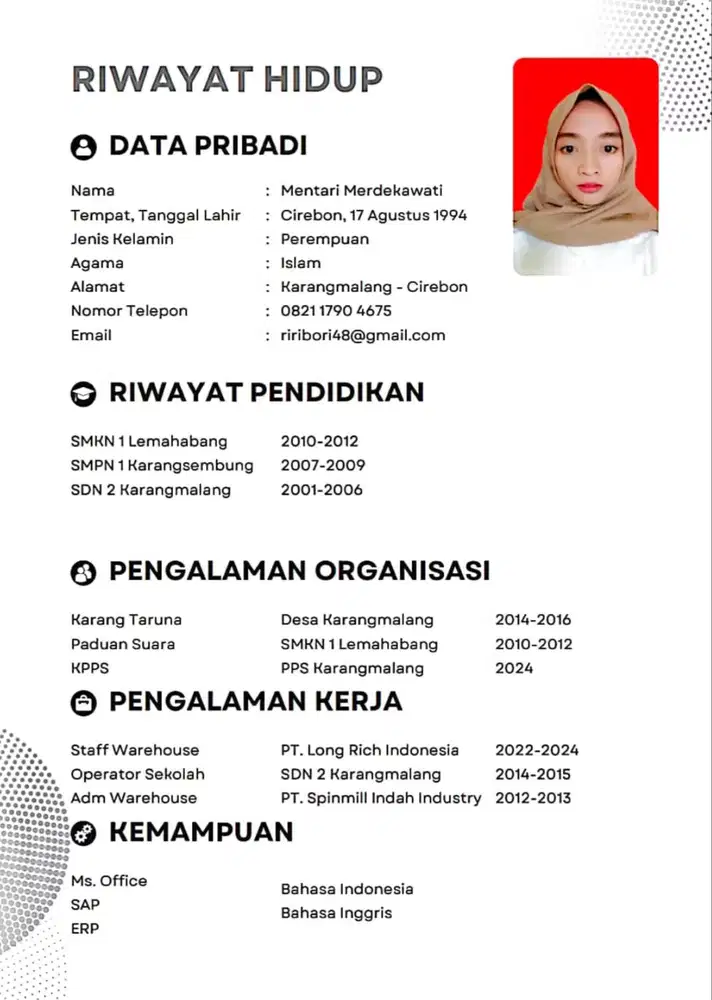 Mencari pekerjaan dengan pengalaman seperti pada cv.