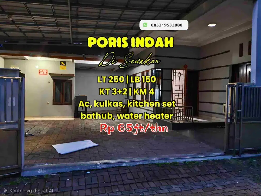 Wilson Disewakan rumah semi furnish di poris indah