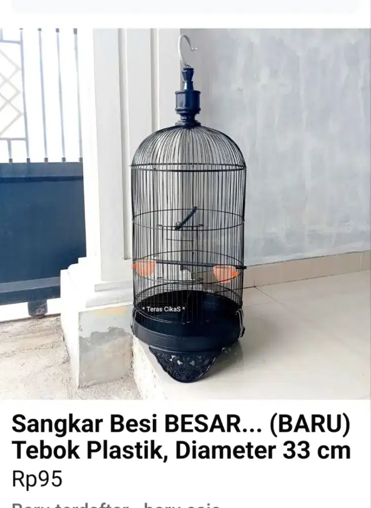 Sangkar Besi BESAR, Tebok Plastik, Diameter 33 cm