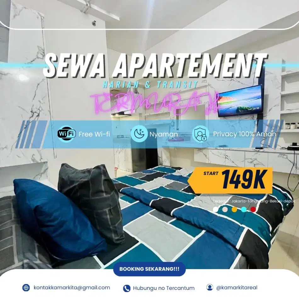 Sewa apartemen Harian/Transit TREEPARK CITY CIKOKOL Tangerang Murah