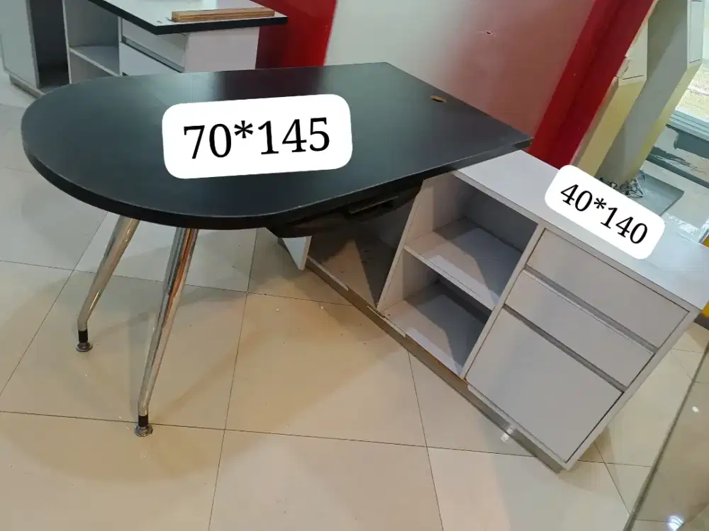 Meja kantor/kerja letter L, dri multipleks tebal lapisan HPL bekas sip