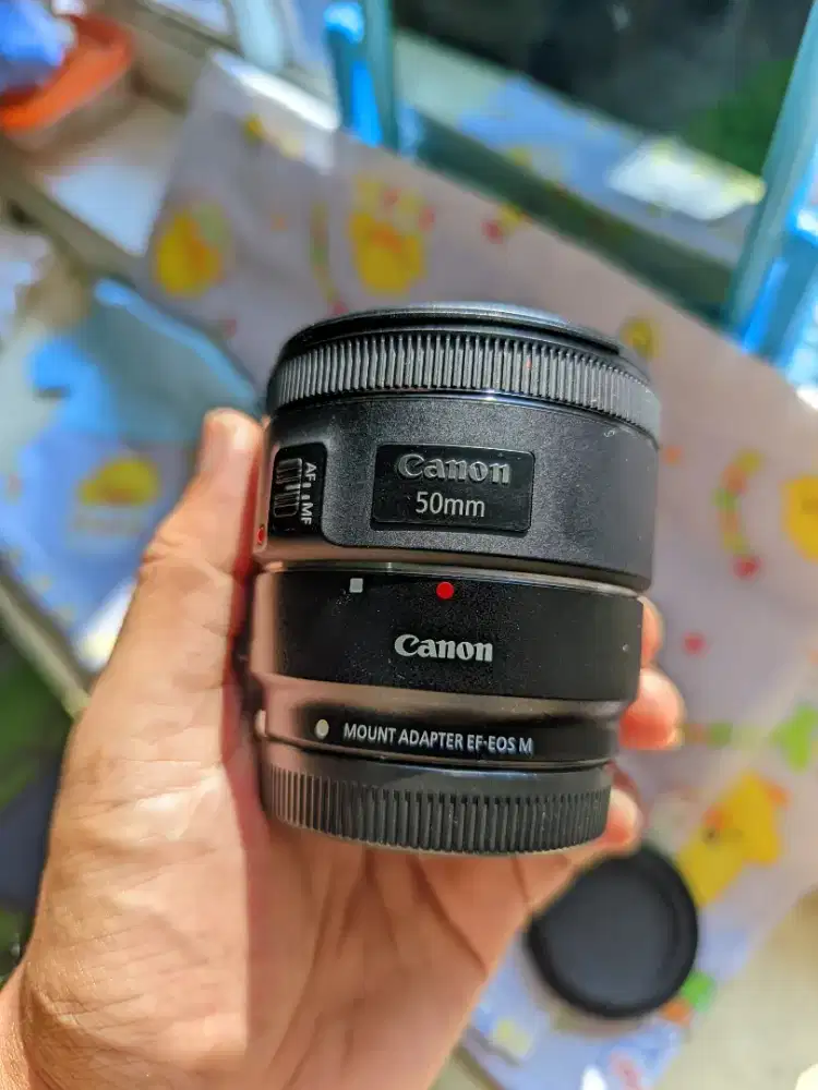 Lensa canon 50mm 1.8 stm + adapter canon