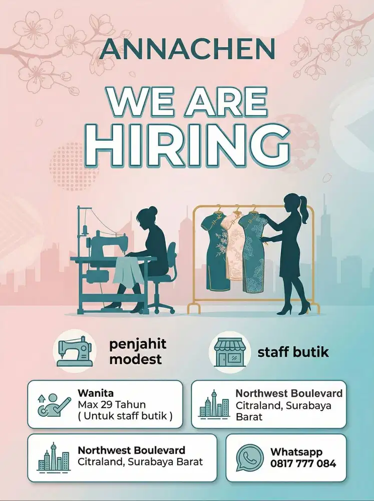 LOWONGAN KERJA Staff Butik & Penjahit butik