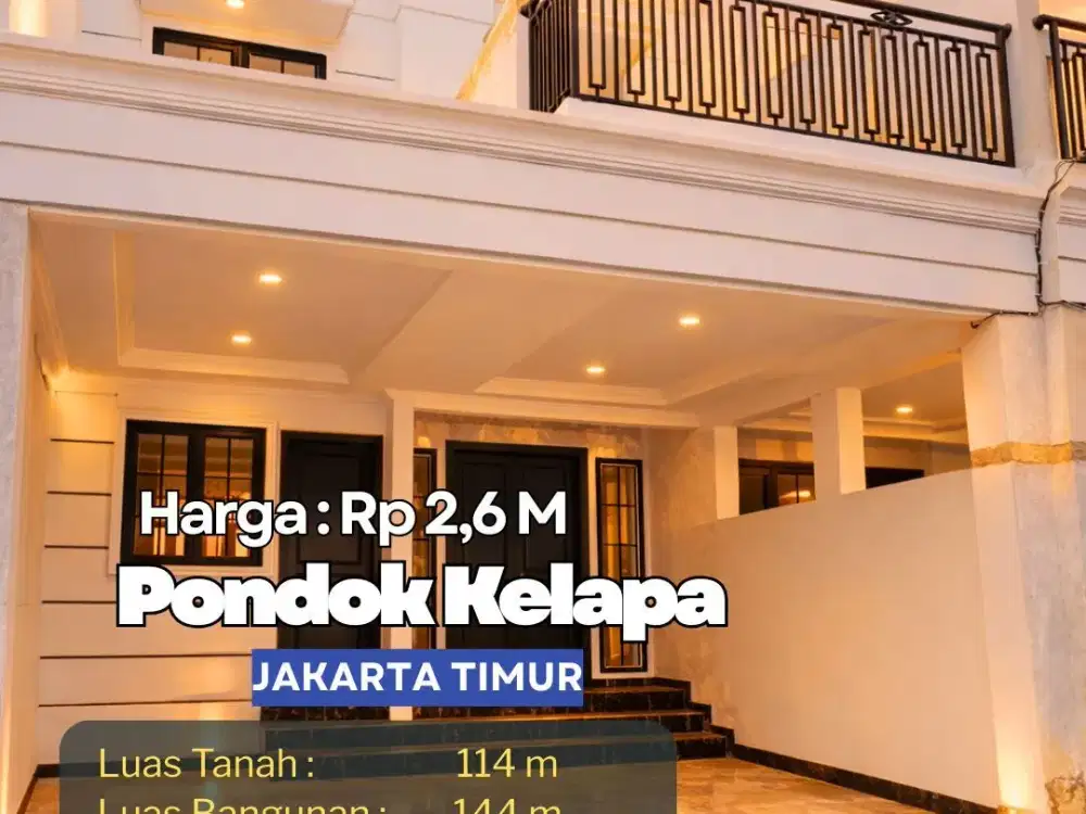 Brand New! Rumah 2 Lantai Pondok Kelapa, 3+1 KT, Bebas Banjir – 2,6M Nego