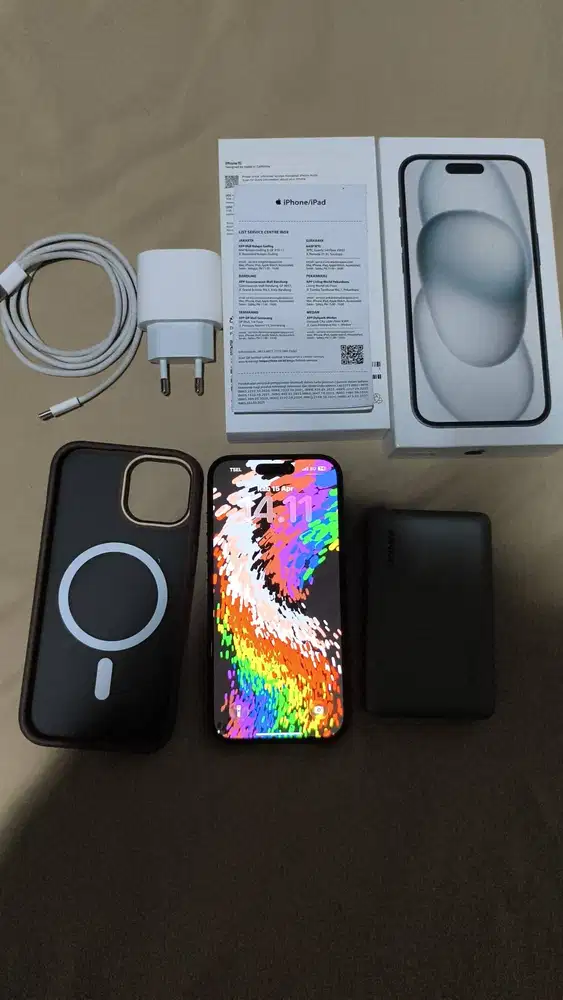 Iphone 15 basic 128 black ibox fullset bh100%