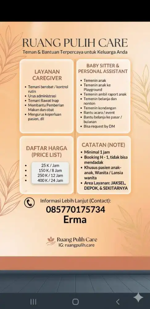 Jasa Caregiver non Medis (Pendamping Pasien)