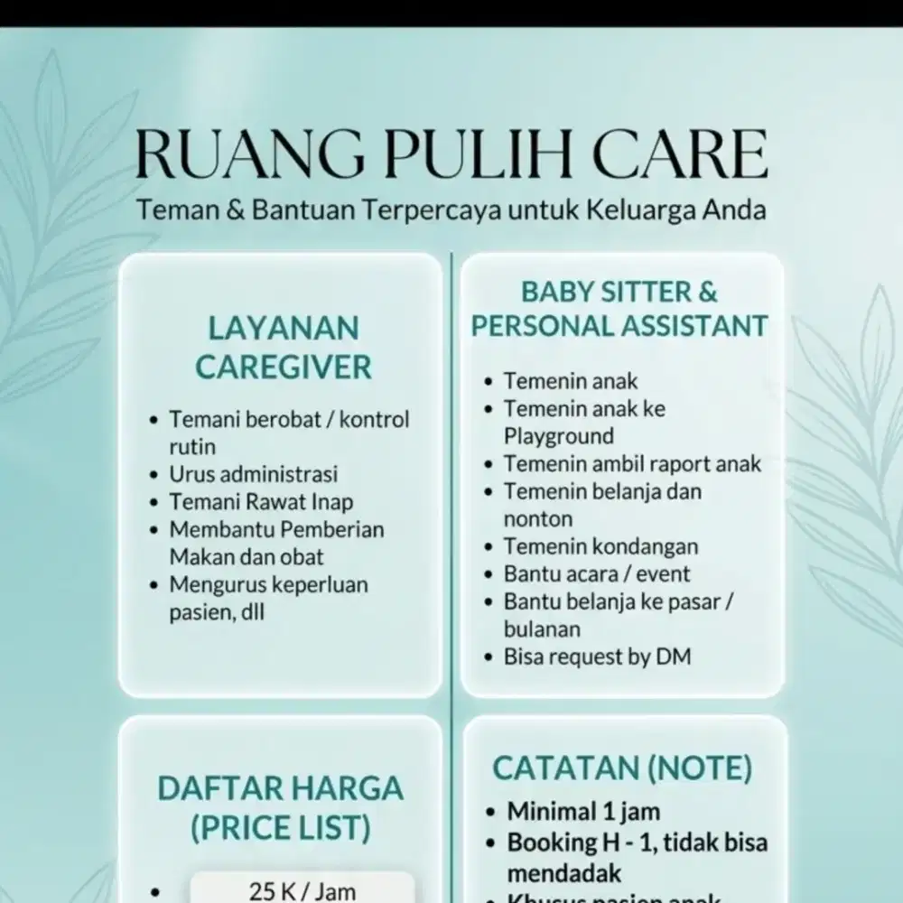Jasa Caregiver non Medis (Pendamping Pasien)