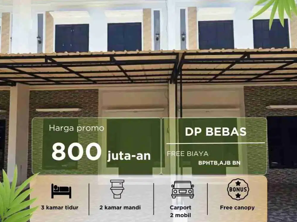 Rumah 2Lt, bebas banjir, KPR  0 DP