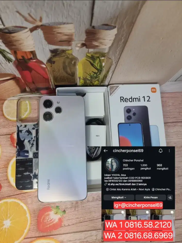 Jual hp siap pakai REDMI 12 8/256 kondisi istimewa fullset