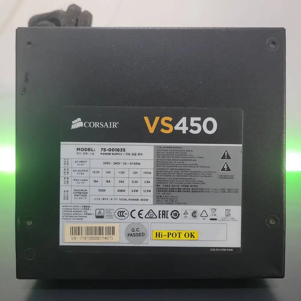 [JUAL SANTAI] Power Supply Corsair VS SeriesTM VS450 — 450 Watt