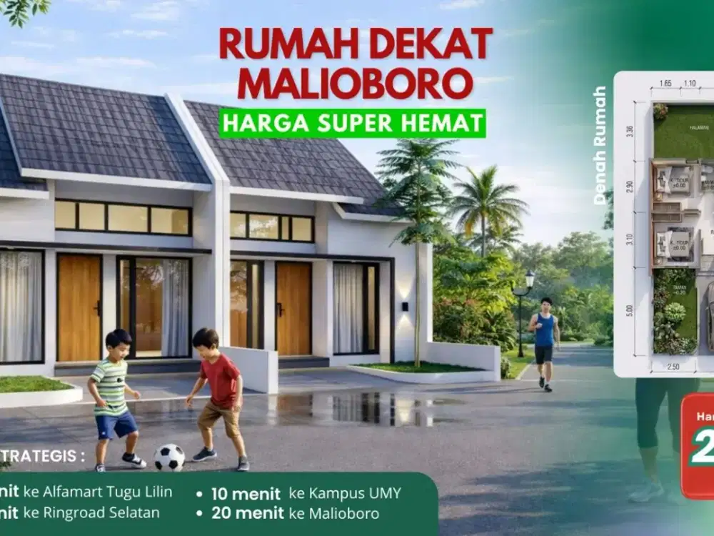 Rumah Dijual 100m ke Jl Utama Bantul Jogja Dekat Lapangan Kasihan