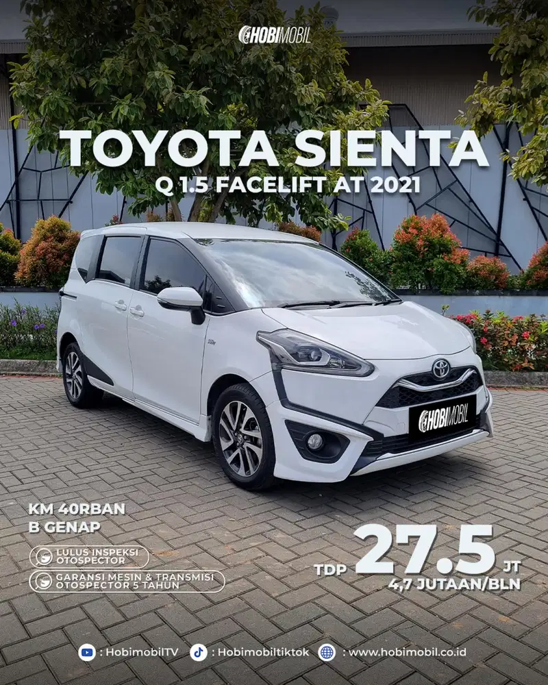Toyota Sienta Q 1.5 at 2021 facelift garansi mesin transmisi 5th