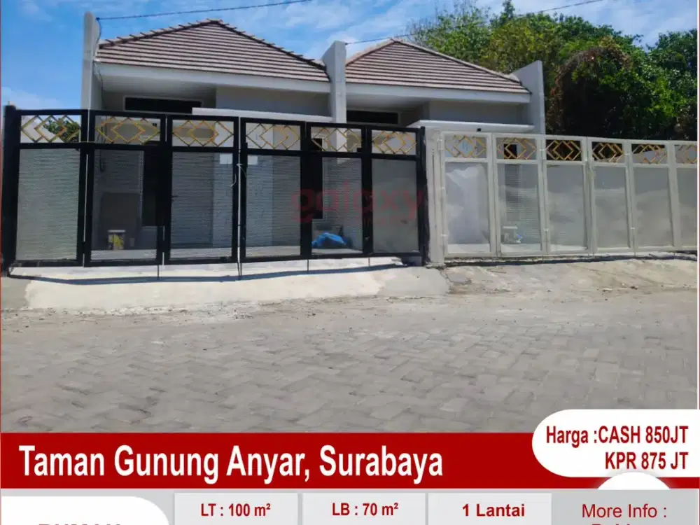 Rumah Cantik 1 Lantai Di Taman Gunung Anyar Surabaya