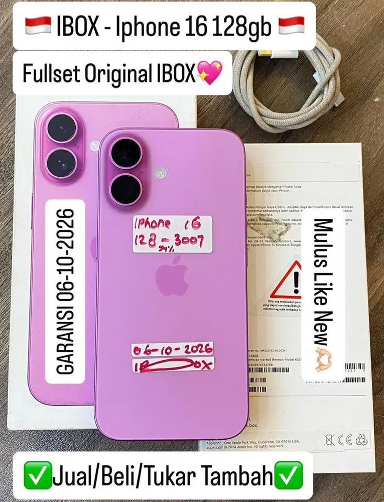 Iphone 16 128 Gb Pink Resmi Ibox Bisa cicilan