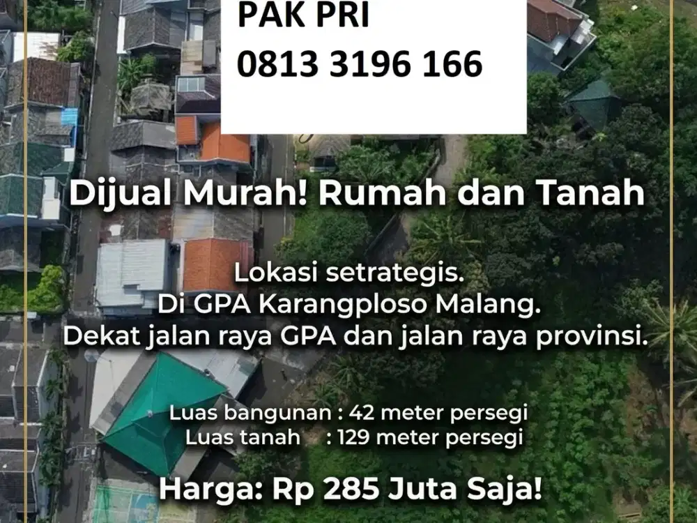 DIJUAL MURAH RUMAH PLUS TANAH
