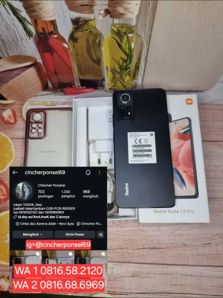 Jual hp istimewa REDMI NOTE 12 PRO 8/256 likenew tinggal pakai