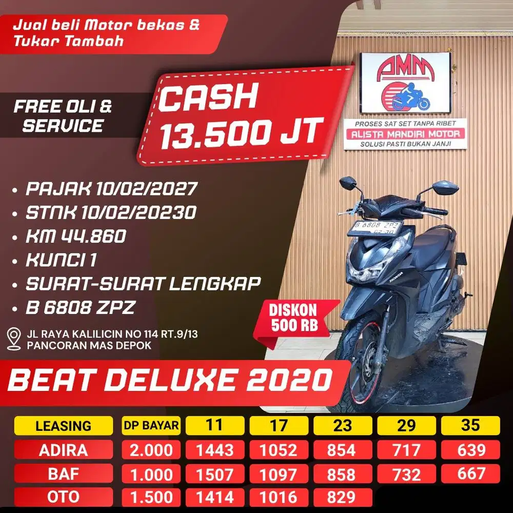 BEAT DELUXE 2020 DP 1 JUTA PAJAK HIDUP SPAYLATER CC 0% KREDIVO ALISTA